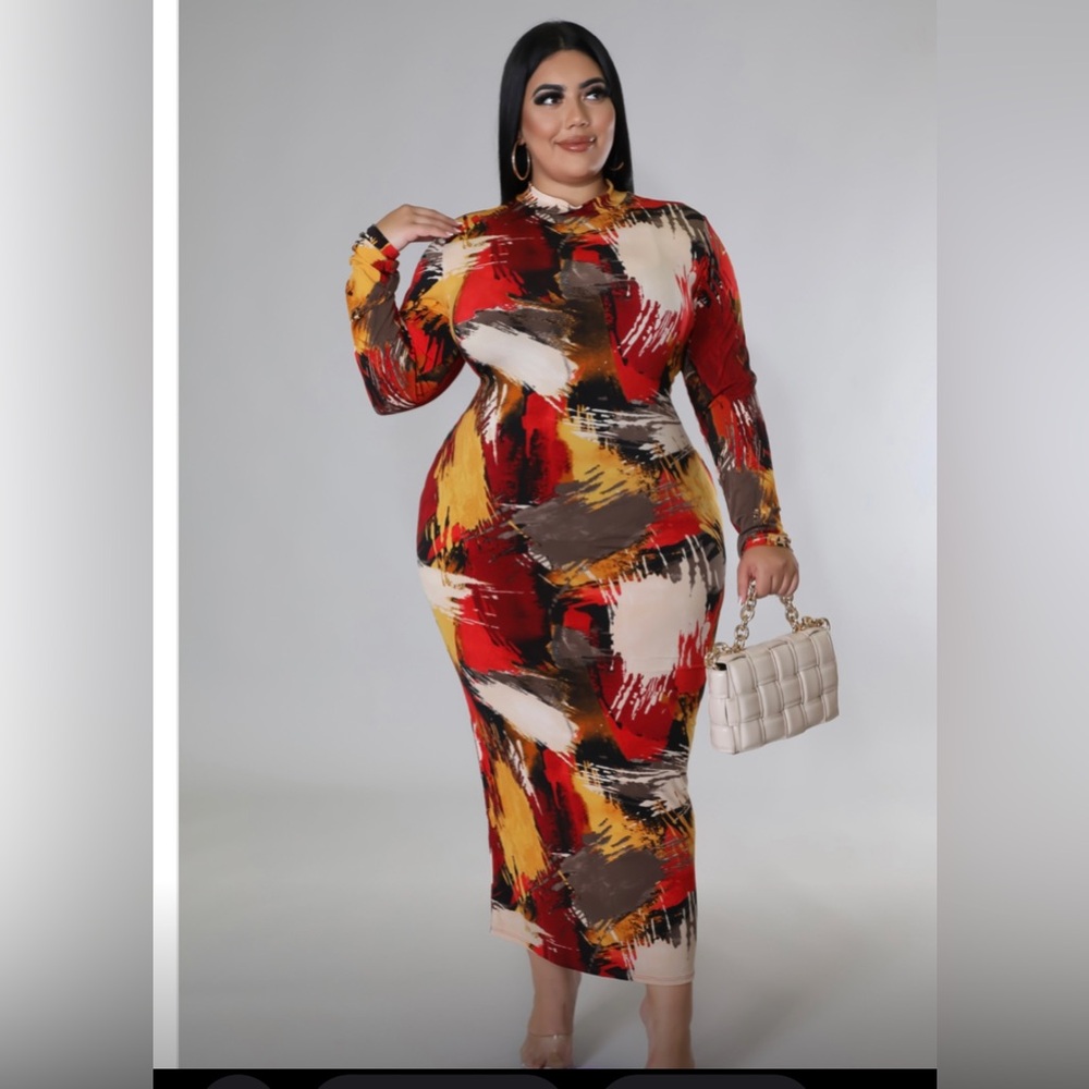 Plus size paint abstract midi dress size 2X 3X